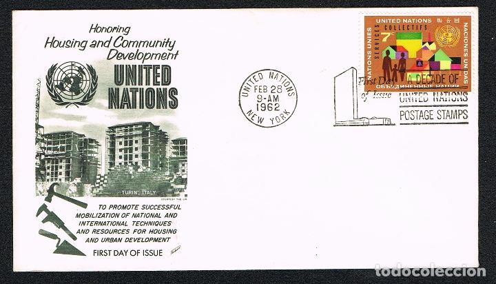 Stamps: NACIONES UNIDAS 1962 SOBRE PRIMER DIA con sello n&ordm; 101