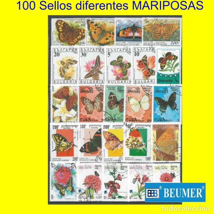 Sellos: 100 Sellos Tem&aacute;ticos MARIPOSAS - Foto 1