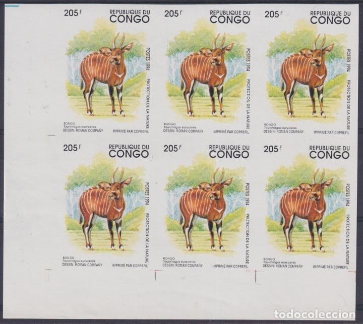 Sellos: F-EX2020 CONGO MNH 1994 IMPERFORATED PROOF BONGO BLOCK 6 - Foto 2