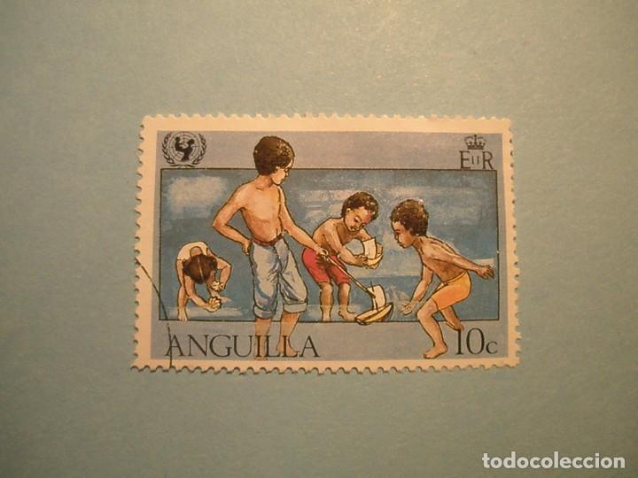 Sellos: ANGUILLA - NI&Ntilde;OS JUGANDO EN LA PLAYA. - Foto 1