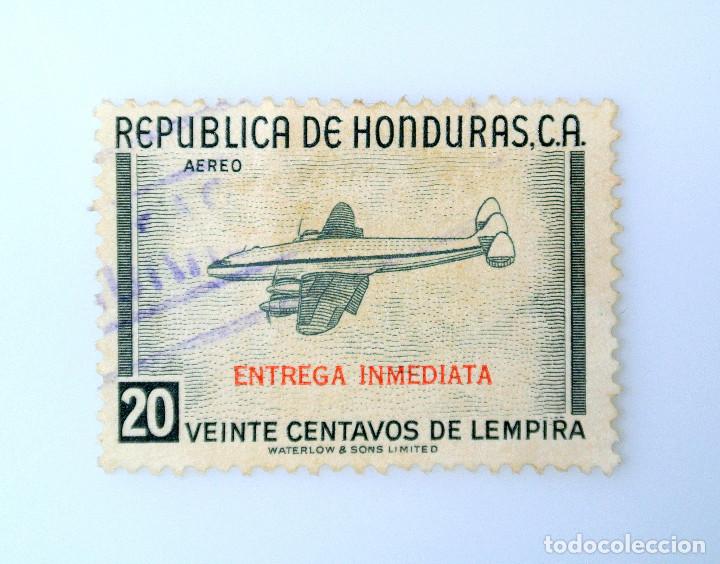 Sellos: SELLO POSTAL HONDURAS 1956, 20 C, AVIONES, AVIACIÓN, AVION CONSTELACION DE LOCKHEED, USADO - Foto 1 - 226080260