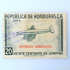 Sellos: SELLO POSTAL HONDURAS 1956 20 C AVION CONSTELACION DE LOCKHEED ENTREGA ESPECIAL SELLO DIFICIL