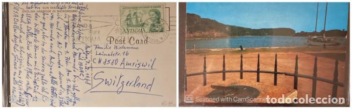 Briefmarken: O) 1968 ANTIGUA, VELERO - REINA ELIZABETH, REASENTAMIENTO DE BARBUDA, TARJETA POSTAL A SUIZA