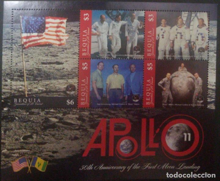 Briefmarken: O) 2020 SAN VICENTE Y GRANADINAS - BEQUIA, SPACIO, APOLO 11 - AS 506, MISI&Oacute;N ESPACIAL A LA LUNA, NEL