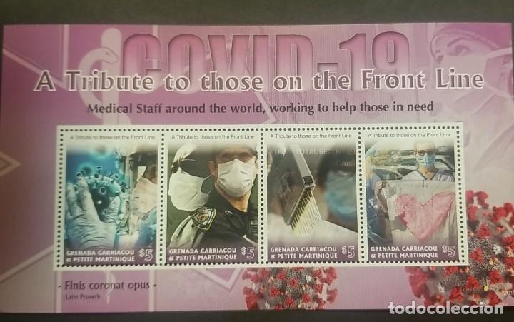 Briefmarken: O) 2020 CARRIACOU Y PETITE MARTINICA, MEDICINA, COVID 19, A&Ntilde;O PANDEMICO 2020, ENFERMEDAD INFECCIOSA,