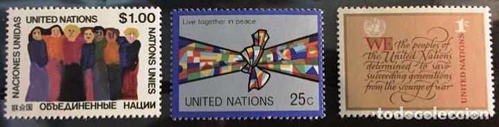 Briefmarken: Naciones Unidas-New York.- Carta, Bandera y Pueblo