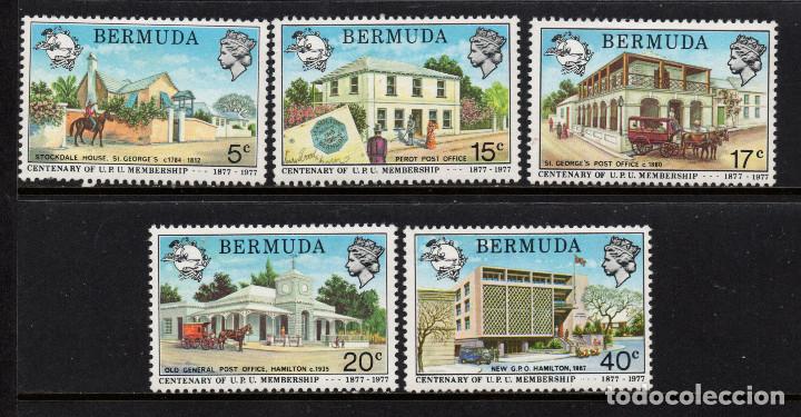 Sellos: BERMUDA 338/42** - A&Ntilde;O 1977 - CENTENARIO DE LA ADHESION DE BERMUDA A LA UNION POSTAL UNIVERSAL - Foto 1