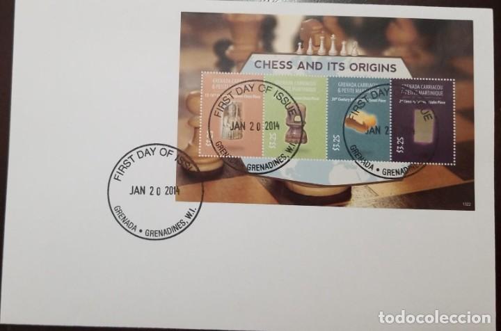 Sellos: O) 2014 GRANADA CARRIACOU Y PETITE MARTINICA, AJEDREZ, PIEZA DE AJEDREZ DEL SIGLO, EUROPA, EGIPTO, C