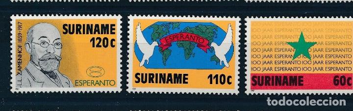 Sellos: Surinam 1987 Ivert 1065/7 *** Centenario del Esperanto - Foto 1