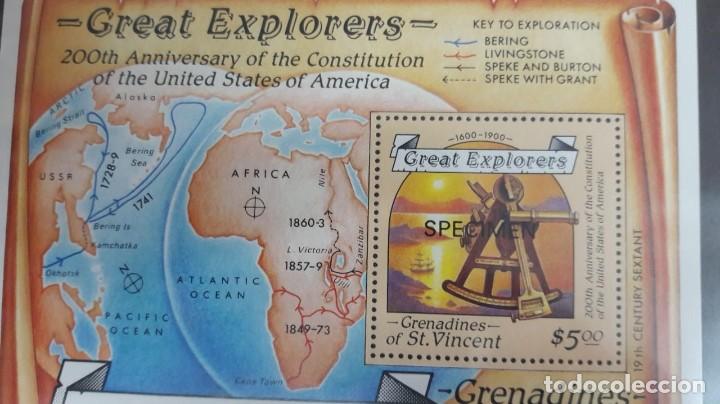 Briefmarken: O-m) 1988 GRANADINAS DE ST. VINCENT, MUESTRA, DESCUBRIMIENTO DE AM&Eacute;RICA, GRANDES EXPLORADORES, CONST