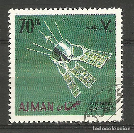 Sellos: AJMAN - 70 DIRHAM - CORREO A&Eacute;REO - ESPACIO - SAT&Eacute;LITE D-1 - USADO - Foto 1