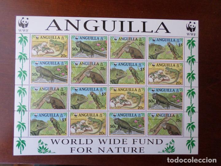 Selos: .anguilla, minipliego con 4 series de WWF iguanas