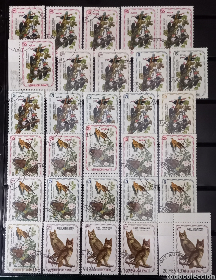 Timbres: Colecci&oacute;n de sellos no oficiales de Hait&iacute; de p&aacute;jaros de Audubon