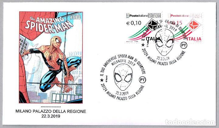 Sellos: Matasellos COMIC - SPIDERMAN. Milano, Italia, 2019 - Foto 1