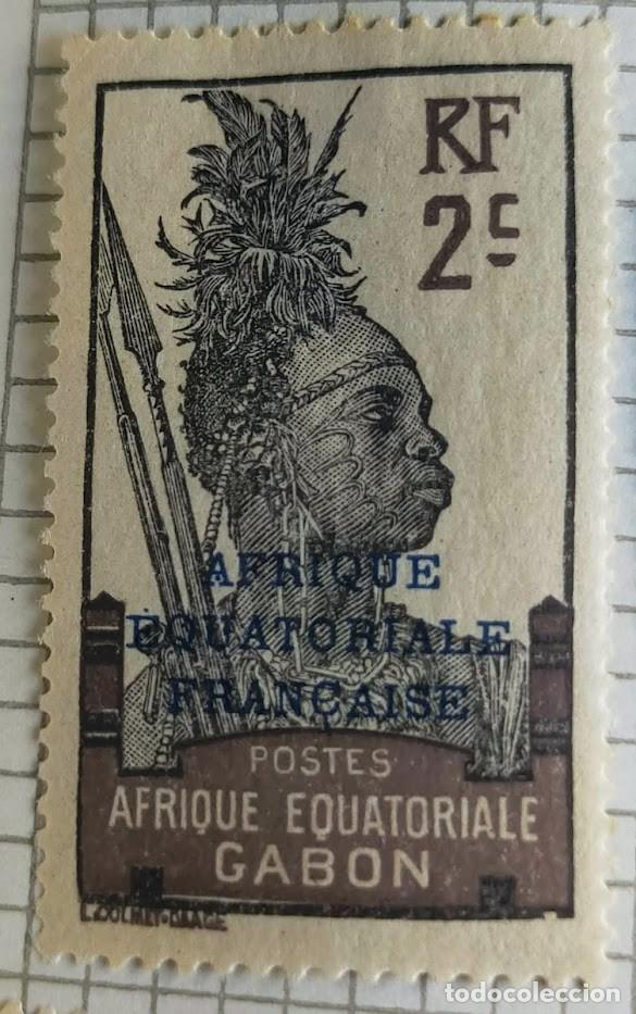 Stamps: Sello Gab&oacute;n 1910 &rsaquo; Guerrera 2 C&eacute;ntimo Franc&eacute;s