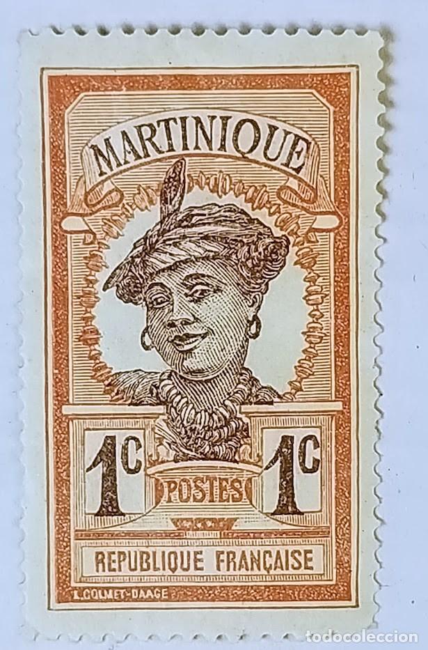 Stamps: Sello Martinique1908 - 1 C&eacute;ntimo Franc&eacute;s