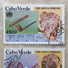Sellos: CABO VERDE 1980. YVERT 423/424. DÍA MUNDIAL DE LA SALUD. LUCHA CONTRA EL TABACO. SANIDAD.