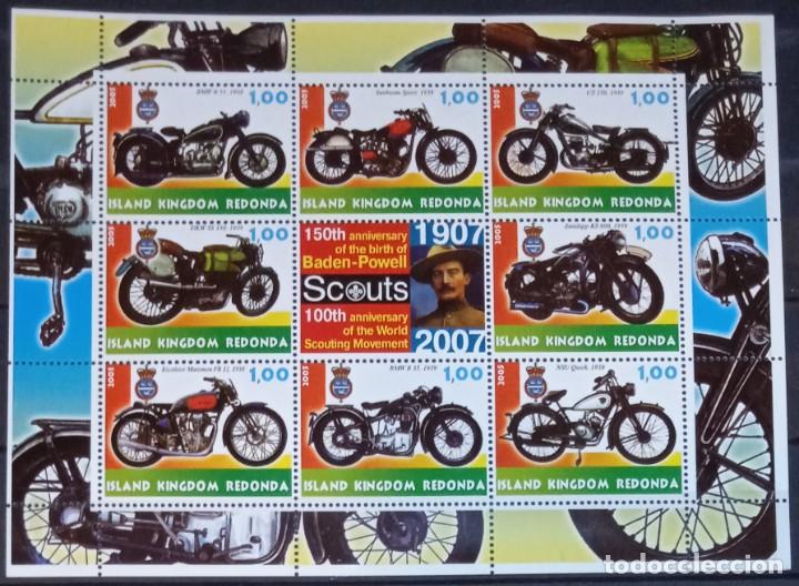 Sellos: REDONDA 2005 SHEET MNH BADEN POWELL SCOUTS MOTORCYCLES MOTOS MOTOCICLETAS MOTORRADER MOTOCYCLETTES