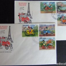 Sellos: UNION ISLAND GRENADINES OF ST VINCENT 1989 WALT DISNEY FDC SALUTE TO FRANCE (COCHES ANTIGUOS). Lote 344672528