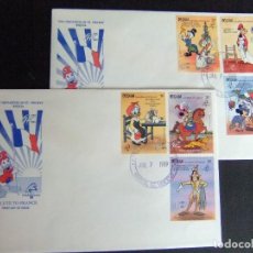 Sellos: BEQUIA GRENADINES OF ST VINCENT 1989 WALT DISNEY FDC SALUTE TO FRANCE. Lote 344673798