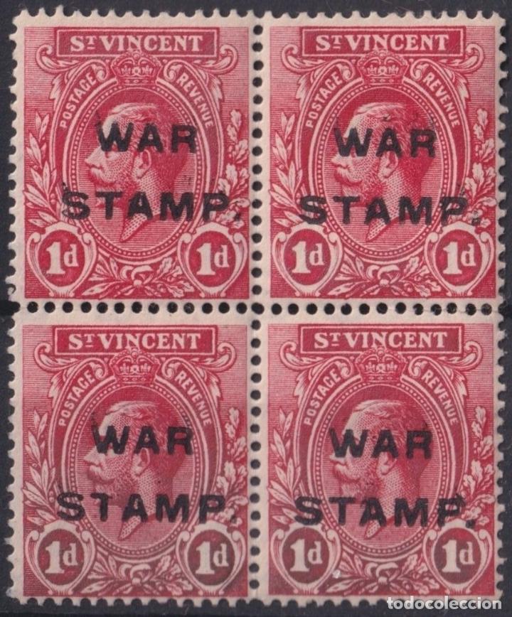 Stamps: F-EX20444 ST VINCENT WAR TAX ORIGINAL GUM STAMPS LOT.