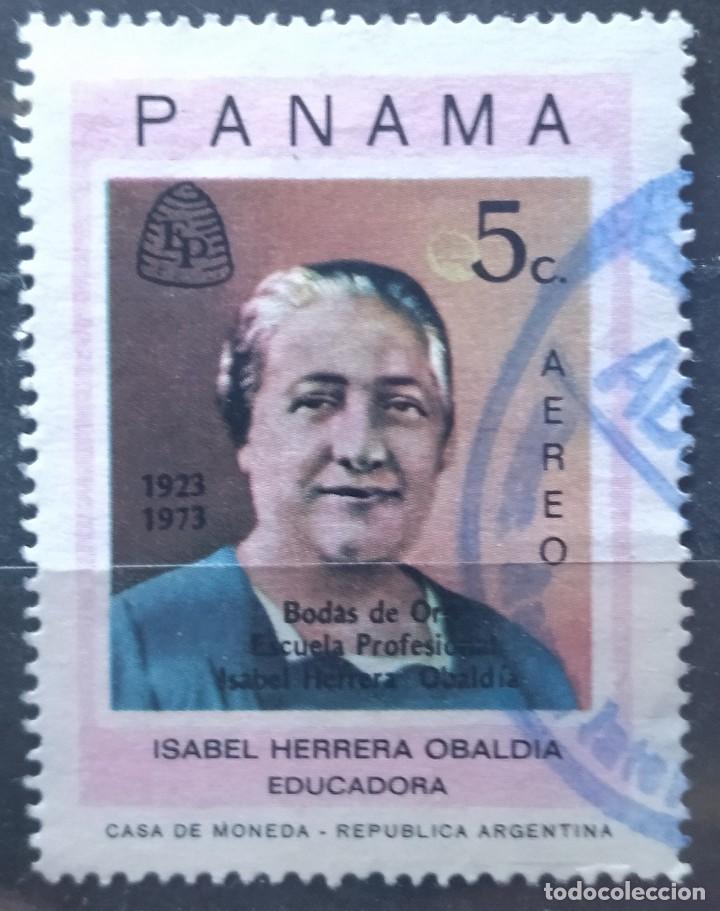 Sellos: PANAM&Aacute; 1973 Personajes. A&eacute;reo . USADO. - Foto 1