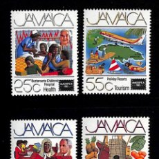 Sellos: JAMAICA, 1986 YVERT Nº 645 / 648 /**/, EXPOSICIÓN INTERNACIONAL. SIN FIJASELLOS