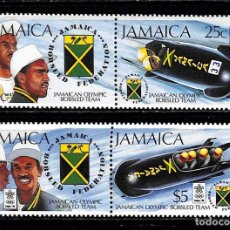 Sellos: JAMAICA, 1988 YVERT Nº 720 / 723 /**/, DEPORTES / BOBSLEIGH, SIN FIJASELLOS