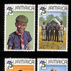 Sellos: JAMAICA, 1982 YVERT Nº 547 / 550 /**/, MOVIMIENTO BOY SCOUT. SIN FIJASELLOS. Lote 354725978