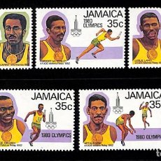 Sellos: JAMAICA, 1980 YVERT Nº 495 / 499 /**/, DEPORTES / JUEGOS OLÍMPICOS, . SIN FIJASELLOS. Lote 354729608
