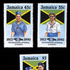 Sellos: JAMAICA, 1990 YVERT Nº 751 / 753 /**/, MOVIMIENTO SCOUT. SIN FIJASELLOS. Lote 354744773