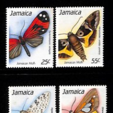 Sellos: JAMAICA, 1989 YVERT Nº 743 / 746 /**/, MARIPOSAS, SIN FIJASELLOS. Lote 354747038