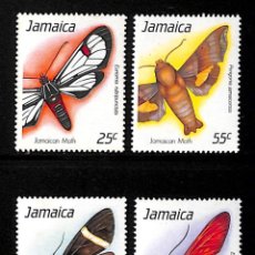 Sellos: JAMAICA, 1990 YVERT Nº 754 / 757 /**/, MARIPOSAS, SIN FIJASELLOS. Lote 354747583