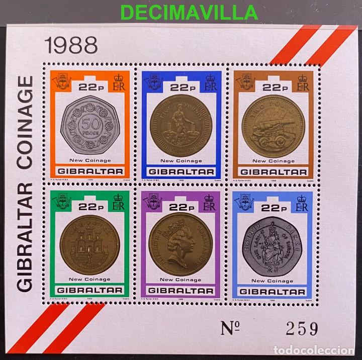 Sellos: OTEM340, GIBRALTAR, MONEDAS, 1989, H.B. 13 - Foto 1