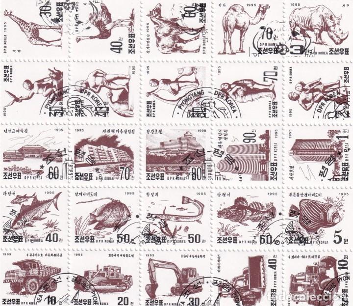 Sellos: Bloque de 5 series completas - Corea del Norte 1995 / Edificios de Pyongyan - Esculturas - Fauna a.. - Foto 1