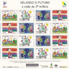 Sellos: HB BRASIL 2000 - CONCURSO DE DISEÑO INFANTIL FILATELIZANDO EL FUTURO / SELANDO O FUTURO A VISAO D.... Lote 359493390