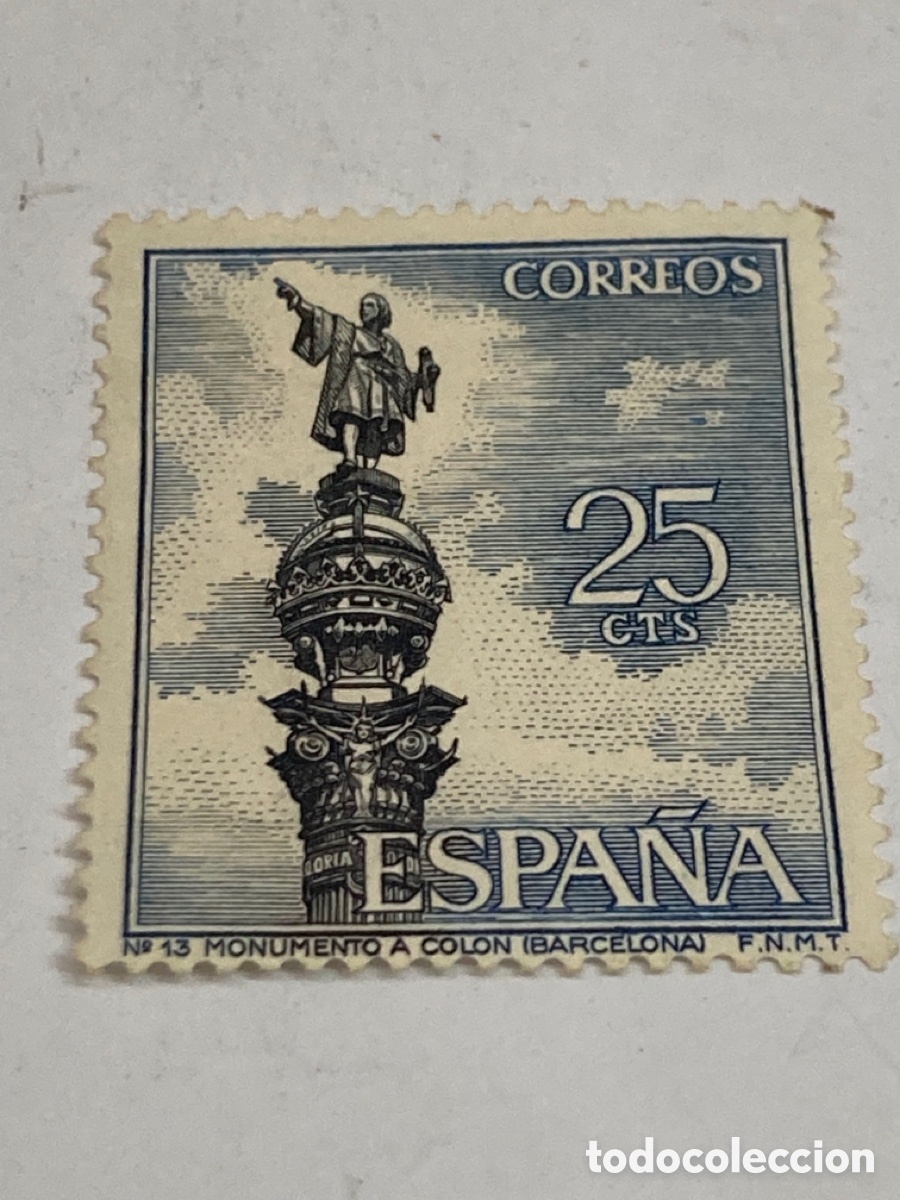 Sellos: Moneda de 25 Cts Monumento a Colon 1965 - Foto 1