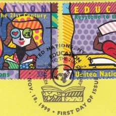 Sellos: TE 549- NACIONES UNIDAS (N.Y.) 1999- YVERT 812/13 º USADO- LA EDUCACIÓN. Lote 363091645