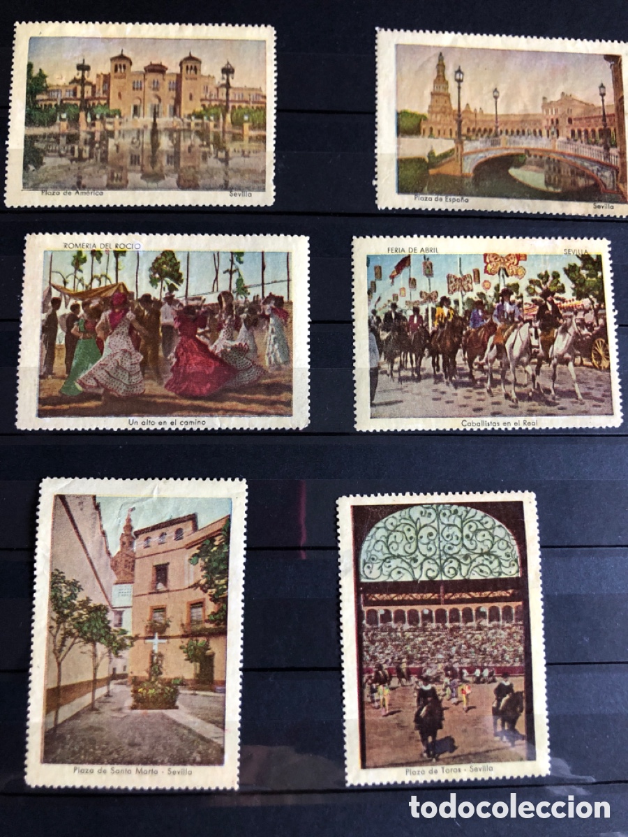 Sellos: 6 vi&ntilde;etas antiguas de Sevilla - Foto 1
