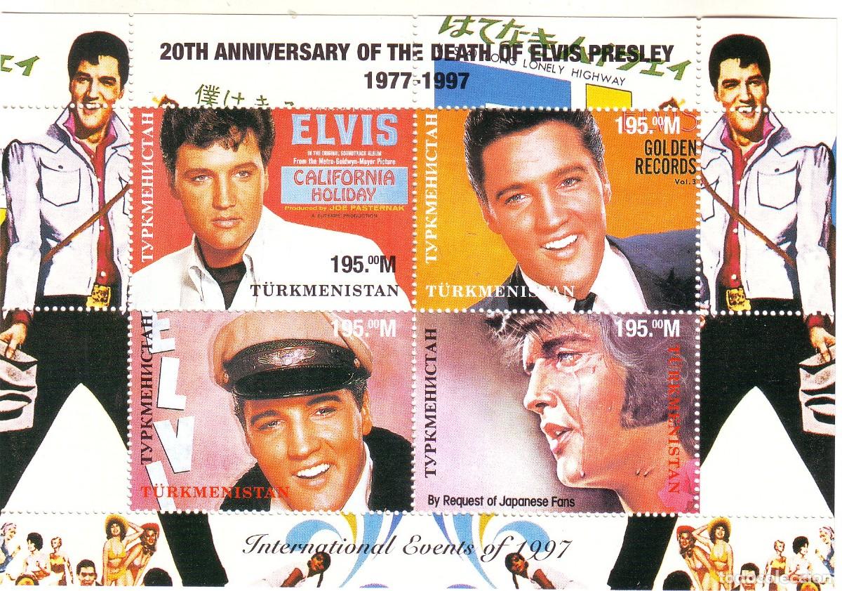 Sellos: HOJA DE TURKMENISTAN DE ELVIS PRESLEY - Foto 1