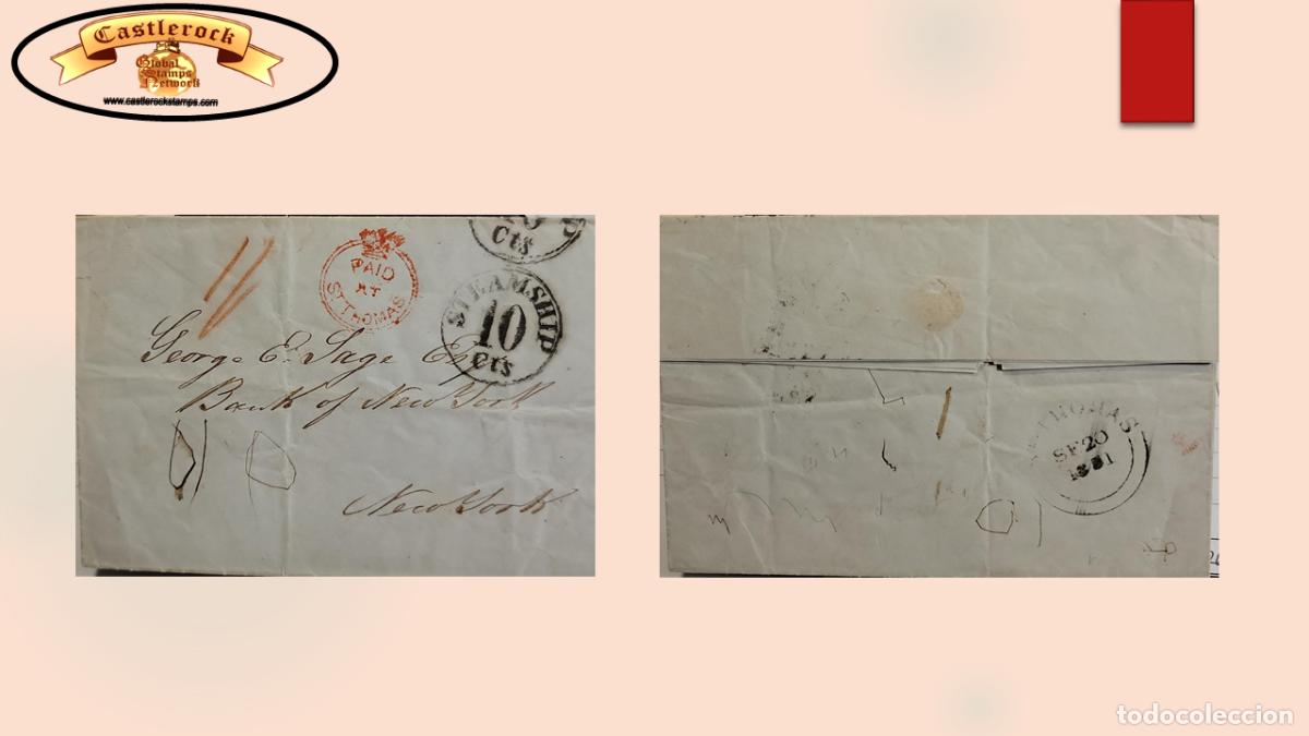 Stamps: GO) SAINT&nbsp; THOMAS, BRITISH POST OFFICE ABROAD, PREPHILATELIC, PRESTAMP, STEAMSHIP 10 centavos, COMPL