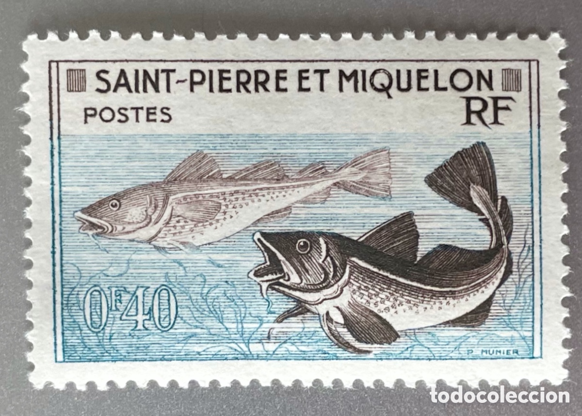 Sellos: San Pedro y Miquelon. Peces. 1957 - Foto 1