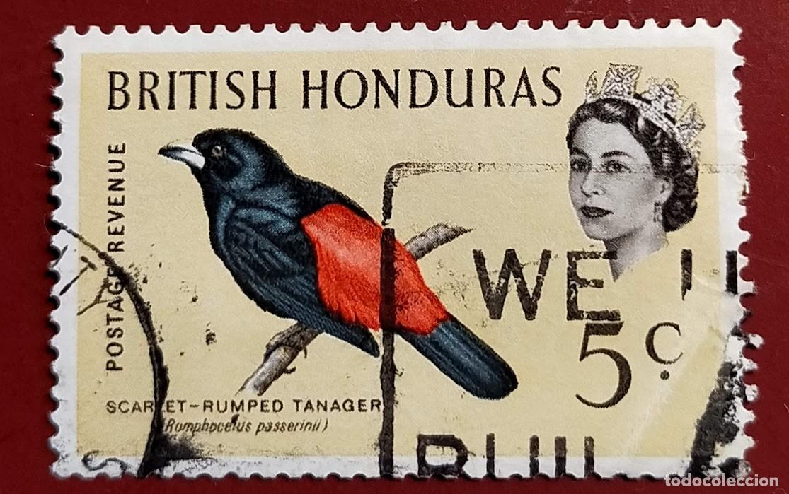 Timbres: Sello Honduras Brit&aacute;nica 1962 &rsaquo; Tangara escarlata (Romphocelus passerinii) 5 c - Centavo de Honduras