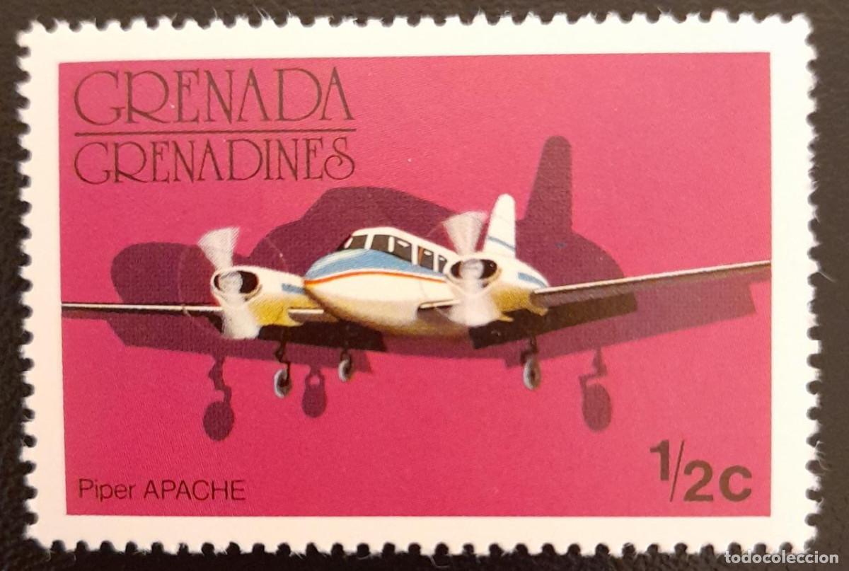 Sellos: SO) GRENADA PLANE, PIPER APACHE, MNH - Foto 1