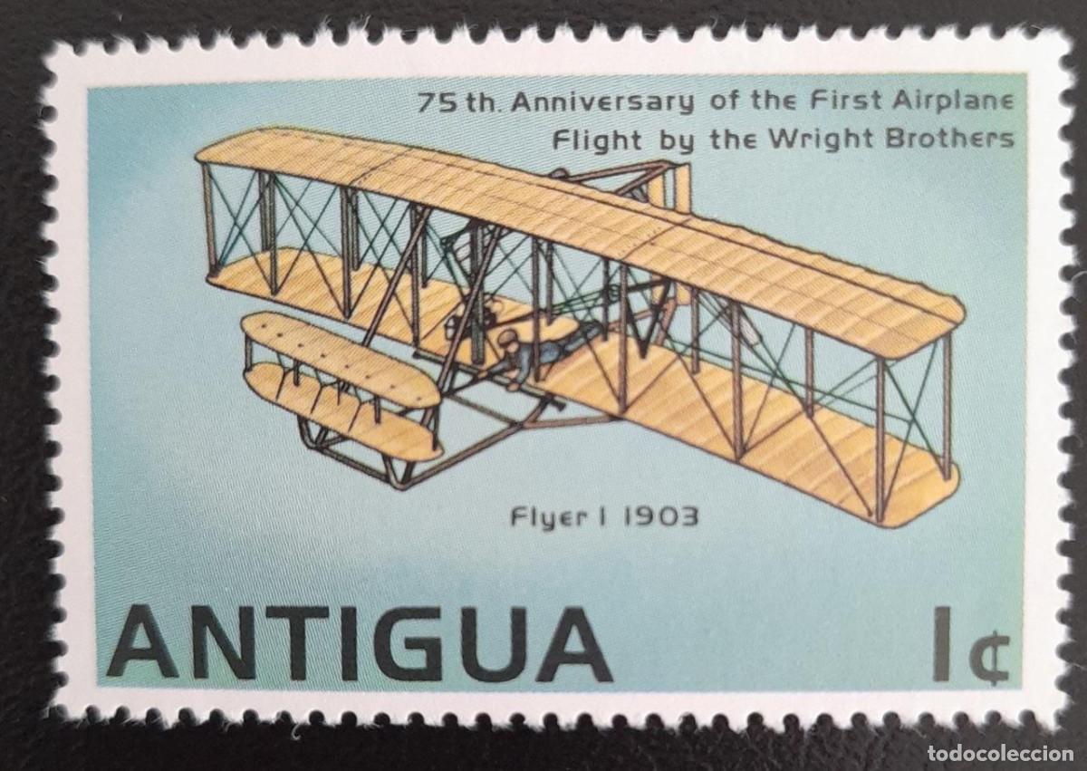 Timbres: SO) ANTIGUA, PLANE, FLYER 1, 75 ANNIVERSARY OF THE FIRST AIRPLANE, MNH