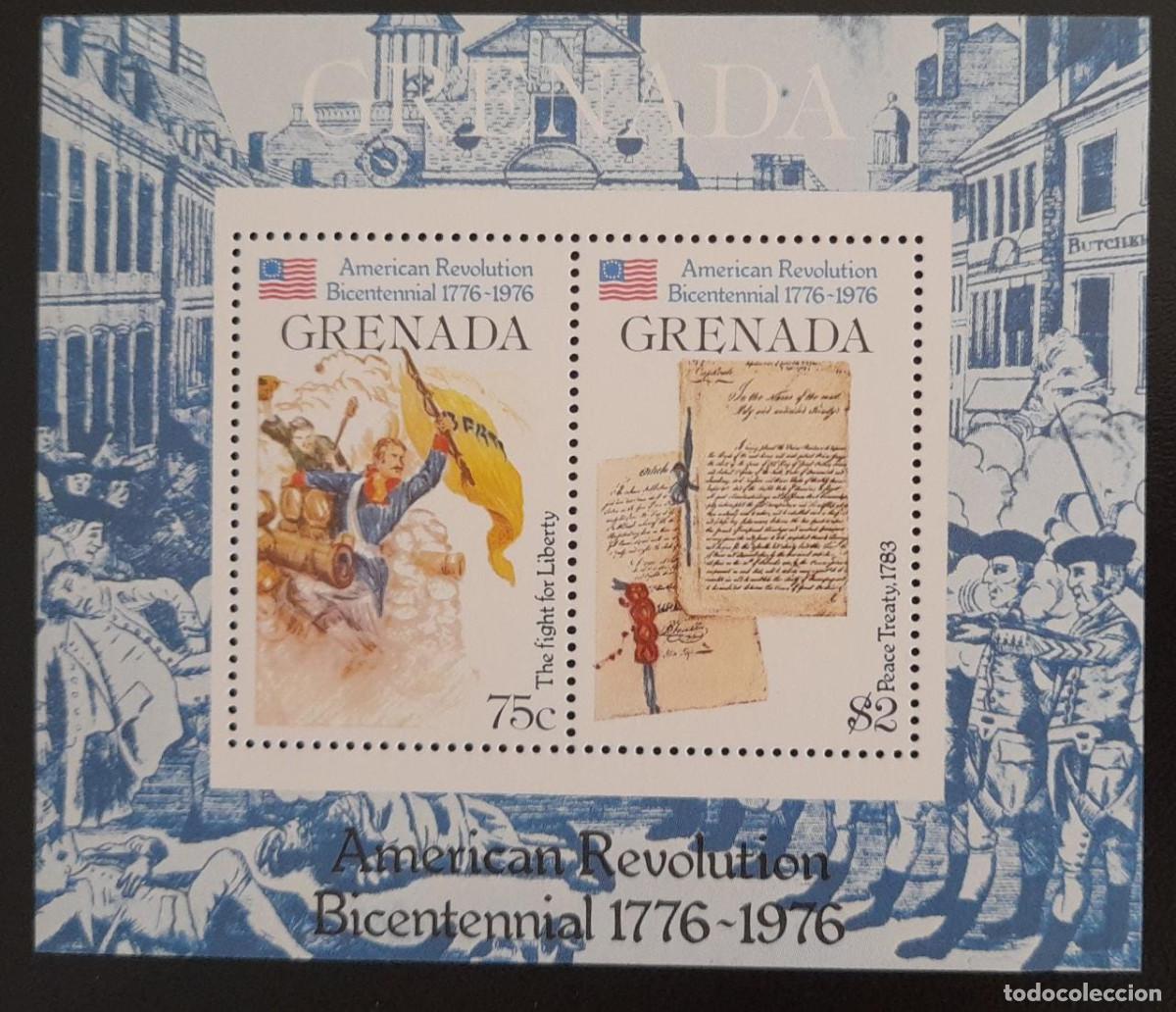 Sellos: SO) GRENADA, AMERICAN REVOLUTION, DOCUMENT, BATTLE BLADE REMEMBER MNH - Foto 1