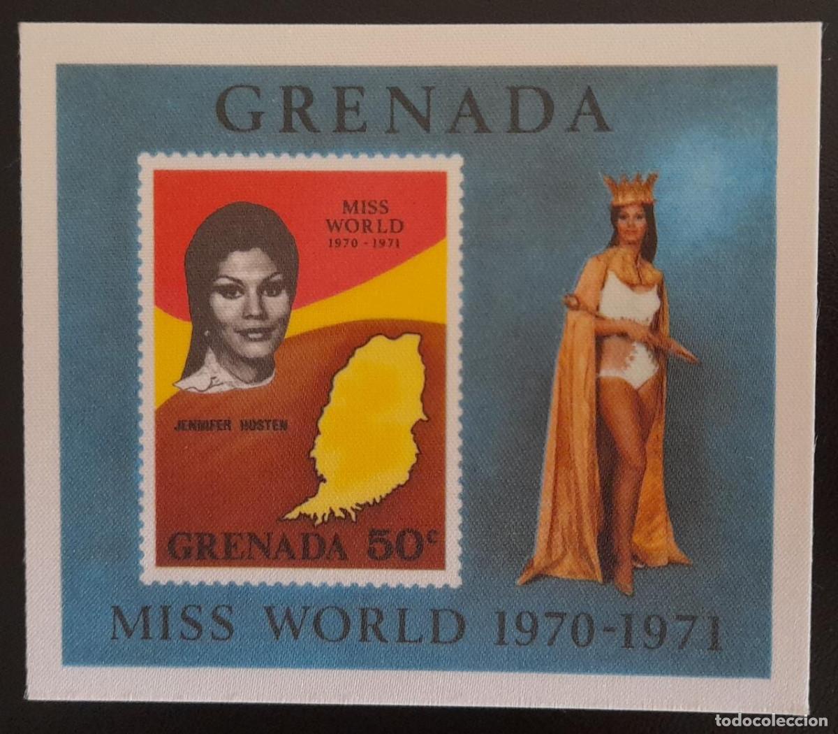 Sellos: SO) 1971 GRENADA, MISS WORLD SILK PRINT - Foto 1