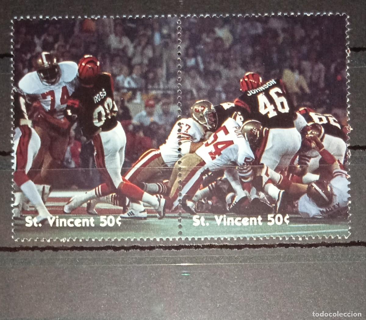 Selos: ST.VINCENT 1991 2 STAMPS MNH SUPER BOWL XVI NFL FUTBOL AMERICANO AMERICAN FOOTBALL DEPORTES SPORTS