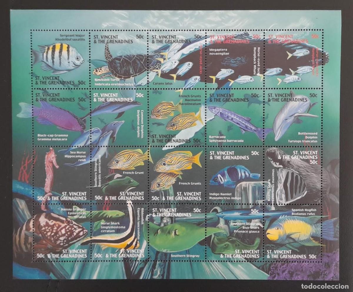 Selos: SL) SAINT VINCENT AND THE GRENADINES, MARINE FAUNA, FISH, MNH SOUVENIR SHEET
