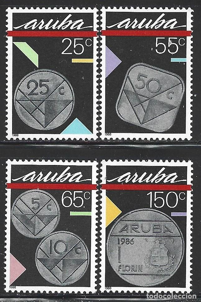Sellos: ARUBA 40/43** - A&Ntilde;O 1988 - MONEDAS - Foto 1